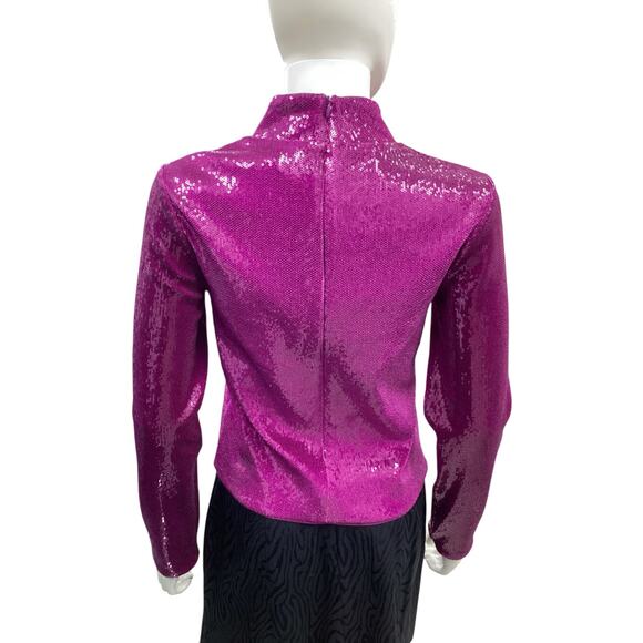 NWT Express Top Women’s Size M All Sequins Long Sleeve Lined Fuchsia Color - Picture 4 of 5